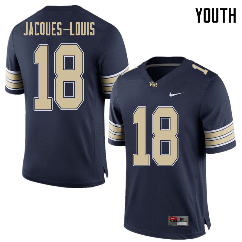 Youth #18 Shocky Jacques-Louis Pittsburgh Panthers College Football Jerseys Sale-Home Blue